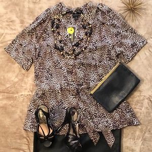 Worthington Leopard Print Safari Blouse